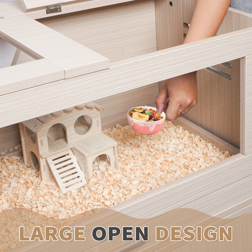 Wood Guinea Pig Cages with Independent Storage Cabinet