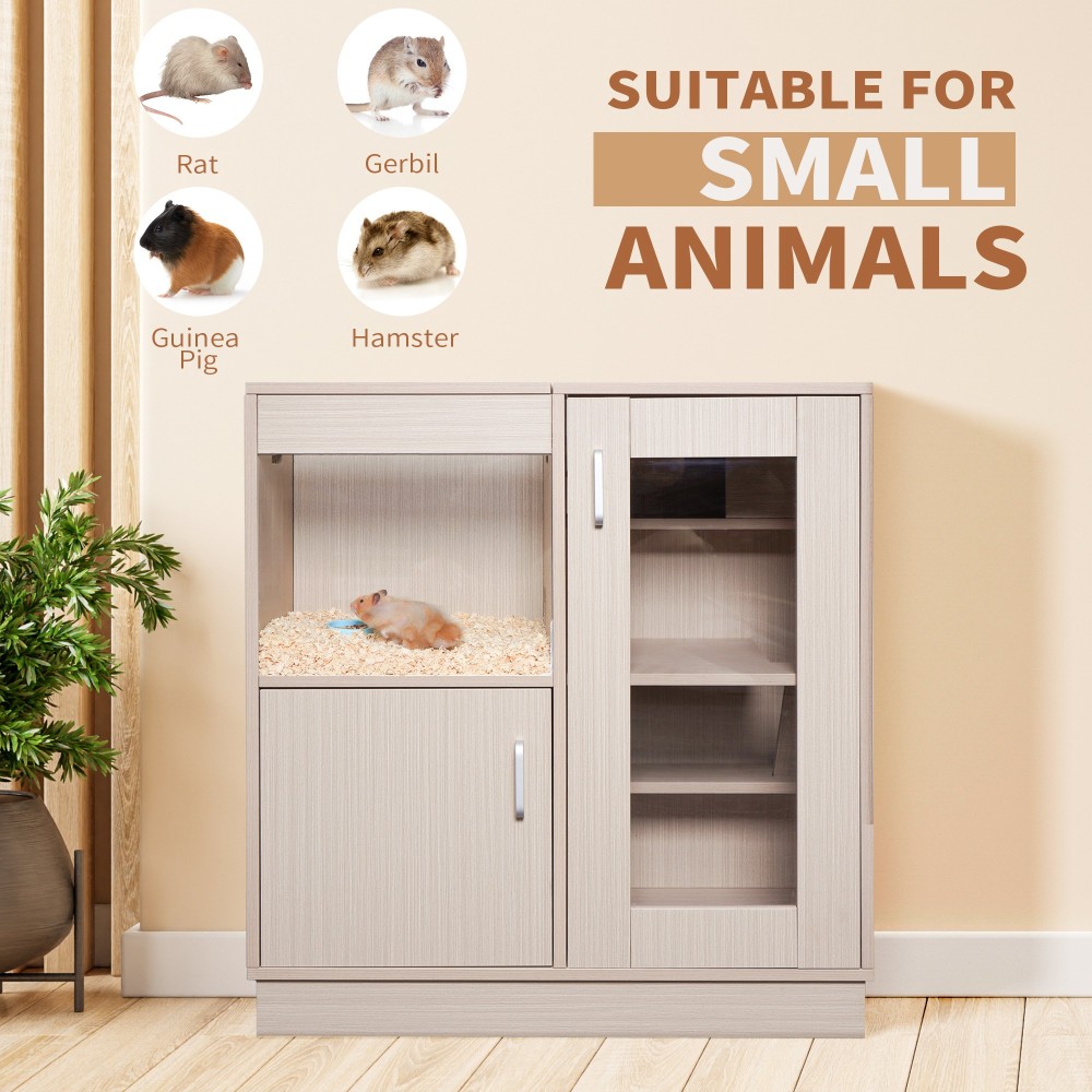 Wood Guinea Pig Cages with with Storage Cabinet and Acrylic Windows