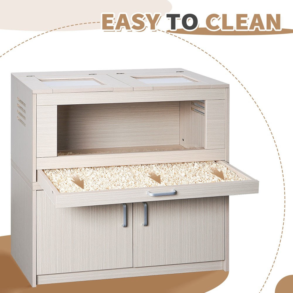Wood Guinea Pig Cages with Independent Storage Cabinet