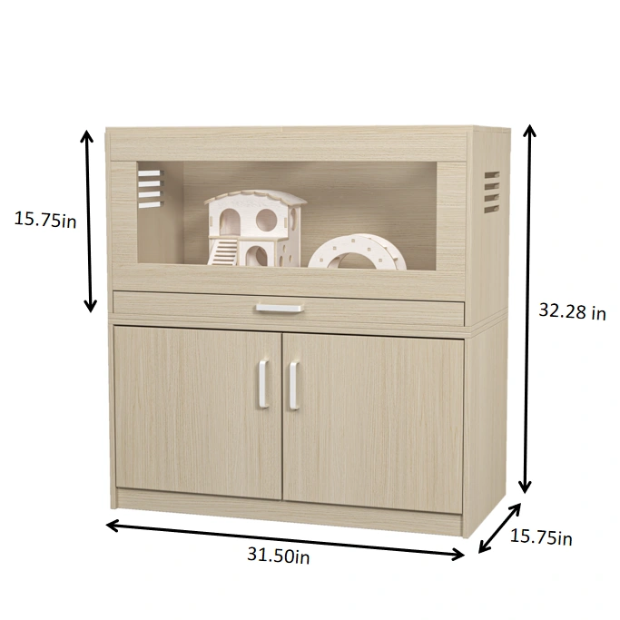 Wood Hamster Cage Cages with Independent Storage Cabinet