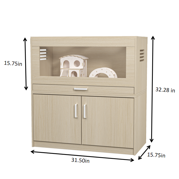 Wood Hamster Cage Cages with Independent Storage Cabinet