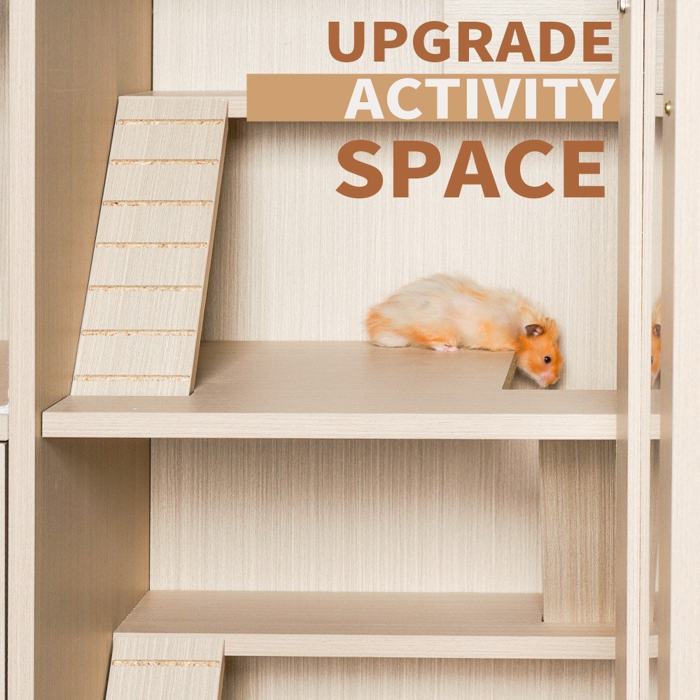 Wood Guinea Pig Cages with with Storage Cabinet and Acrylic Windows