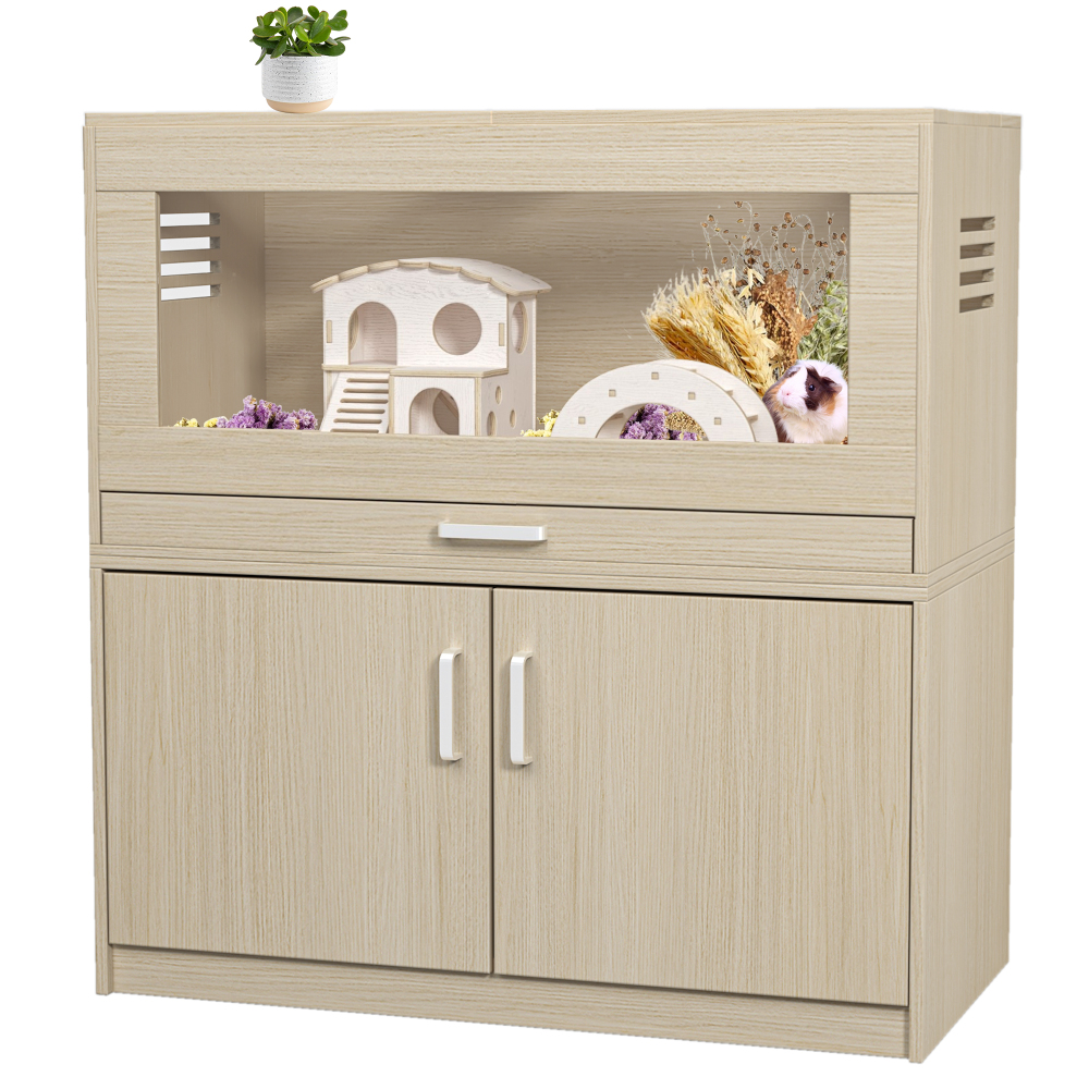 Wood Hamster Cage Cages with Independent Storage Cabinet