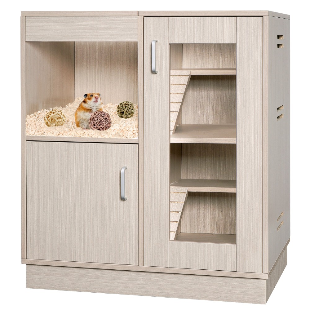 Wood Guinea Pig Cages with with Storage Cabinet and Acrylic Windows