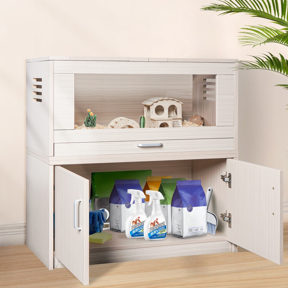 Wood Guinea Pig Cages with Independent Storage Cabinet