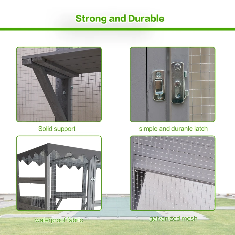 Wood Outdoor Cat House with Large Spacious Interior, 6 High Ledges, Weather Protection Asphalt Roof