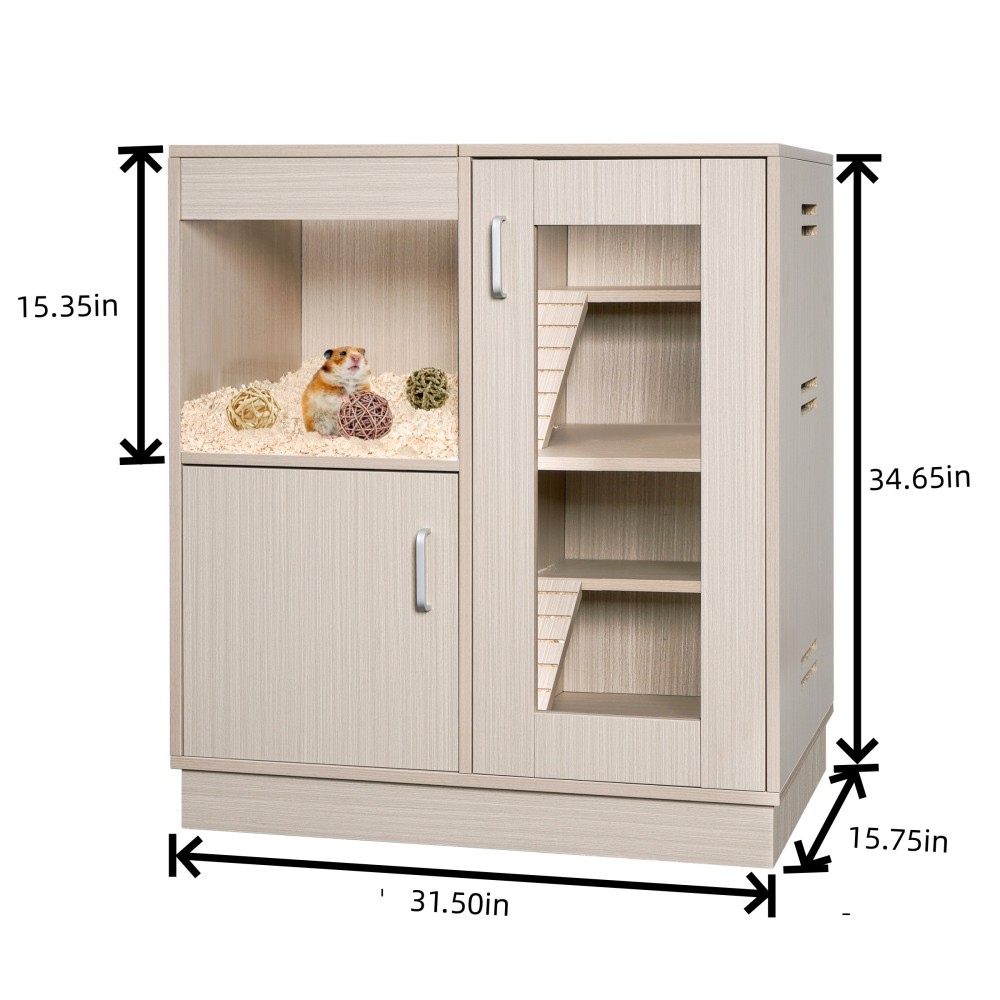 Wood Guinea Pig Cages with with Storage Cabinet and Acrylic Windows
