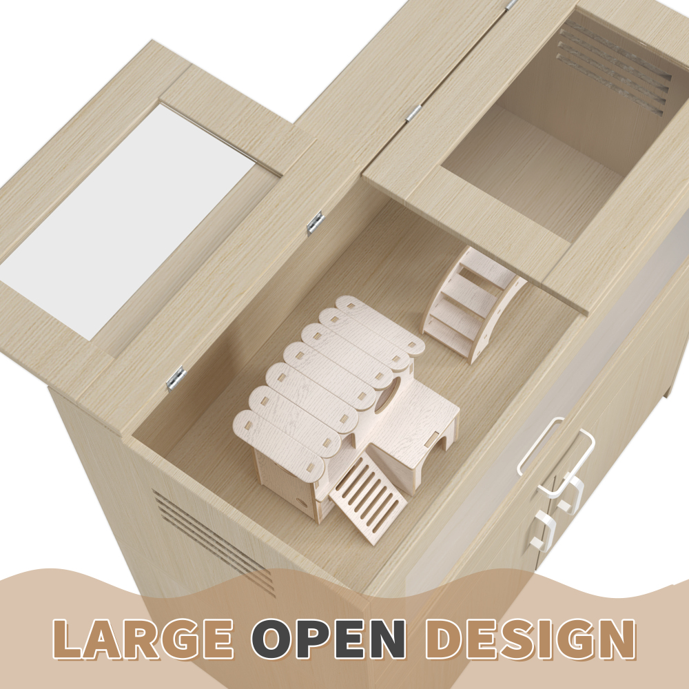 Wood Hamster Cage Cages with Independent Storage Cabinet