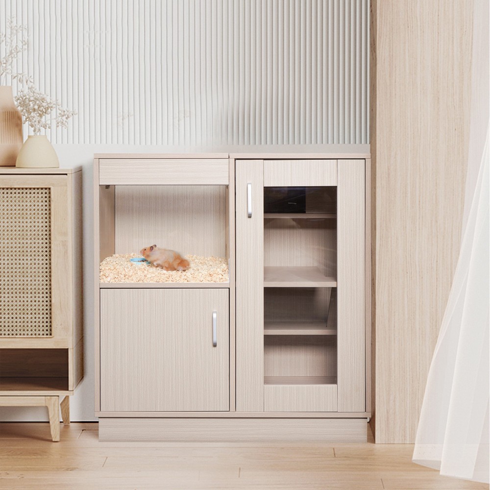 Wood Guinea Pig Cages with with Storage Cabinet and Acrylic Windows