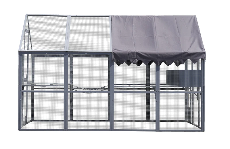 Outdoor Cat House with Platforms,Upgrade Waterproof Cover-grey