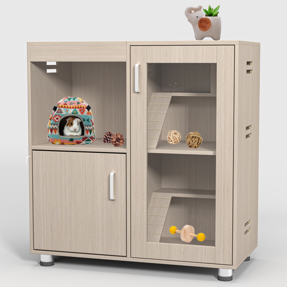 Wood Guinea Pig Cages with with Storage Cabinet and Acrylic Windows
