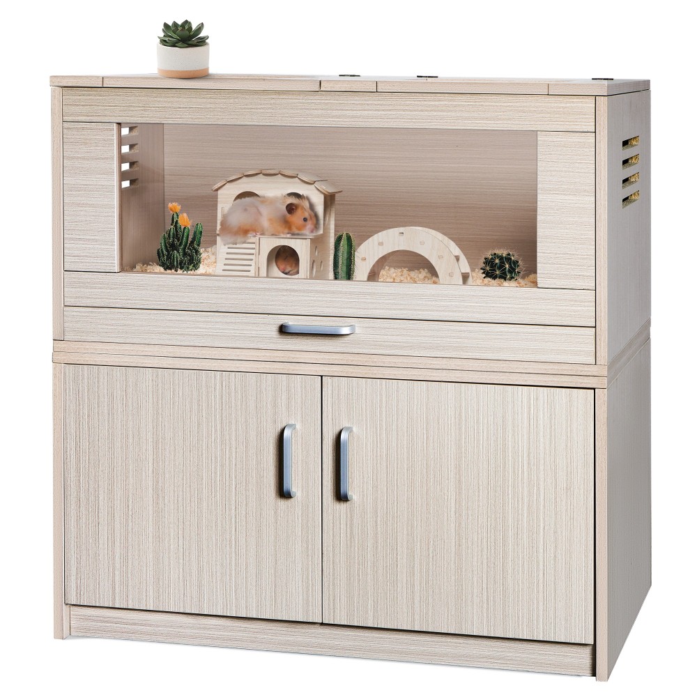 Wood Guinea Pig Cages with Independent Storage Cabinet