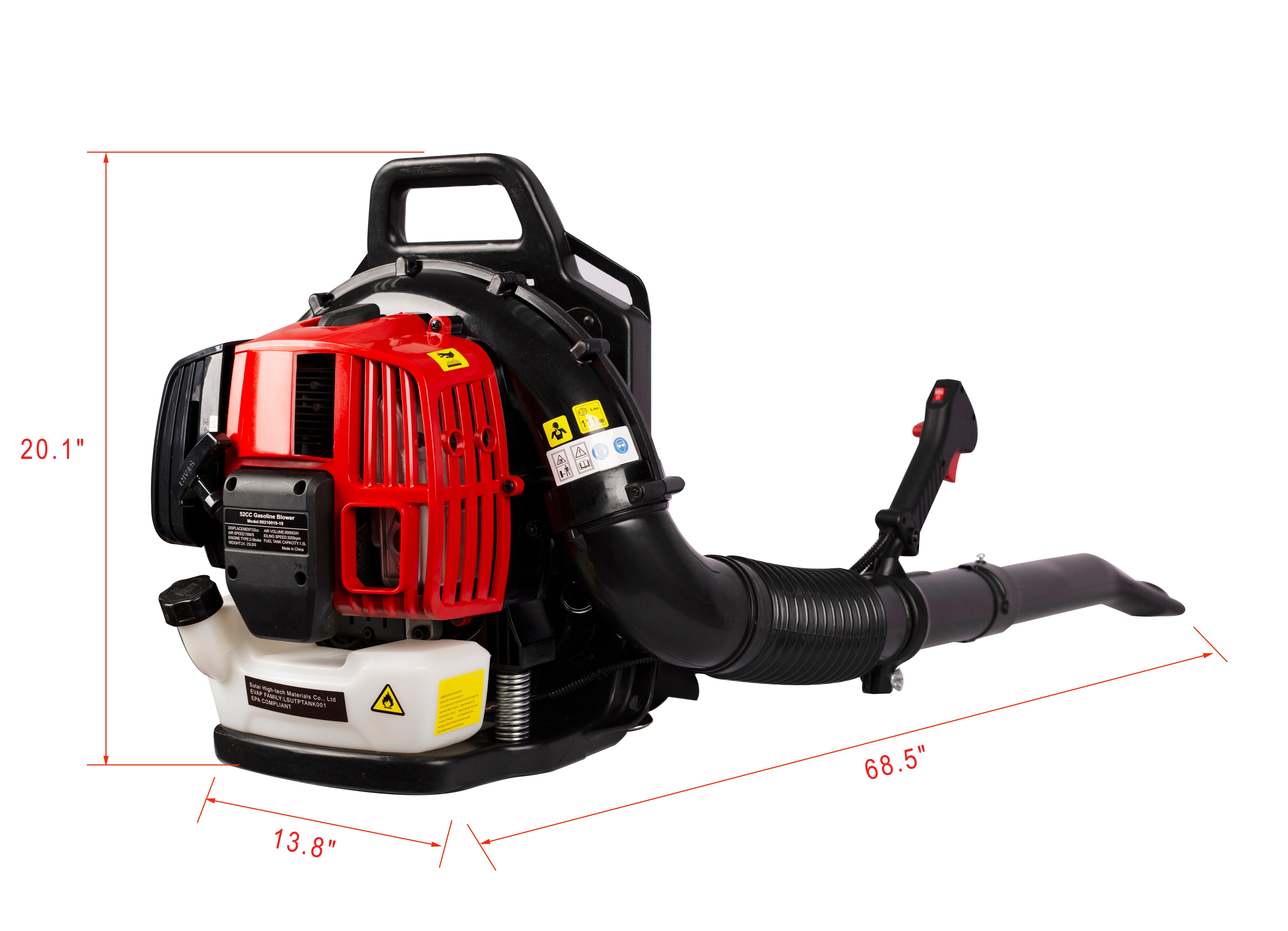 52CC 2-Cycle Gas Backpack Leaf Blower with extention tube (Red)