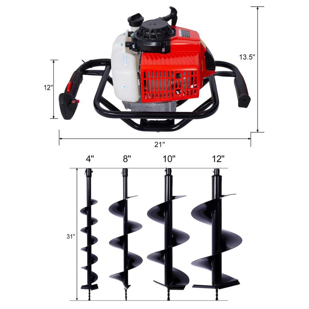 63CC Gas-Powered 2-Stroke Post Hole Digger