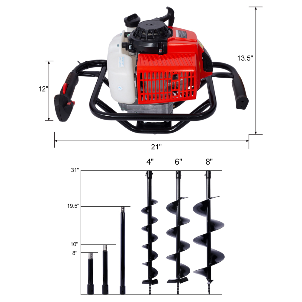 63CC Gas-Powered 2-Stroke Post Hole Digger