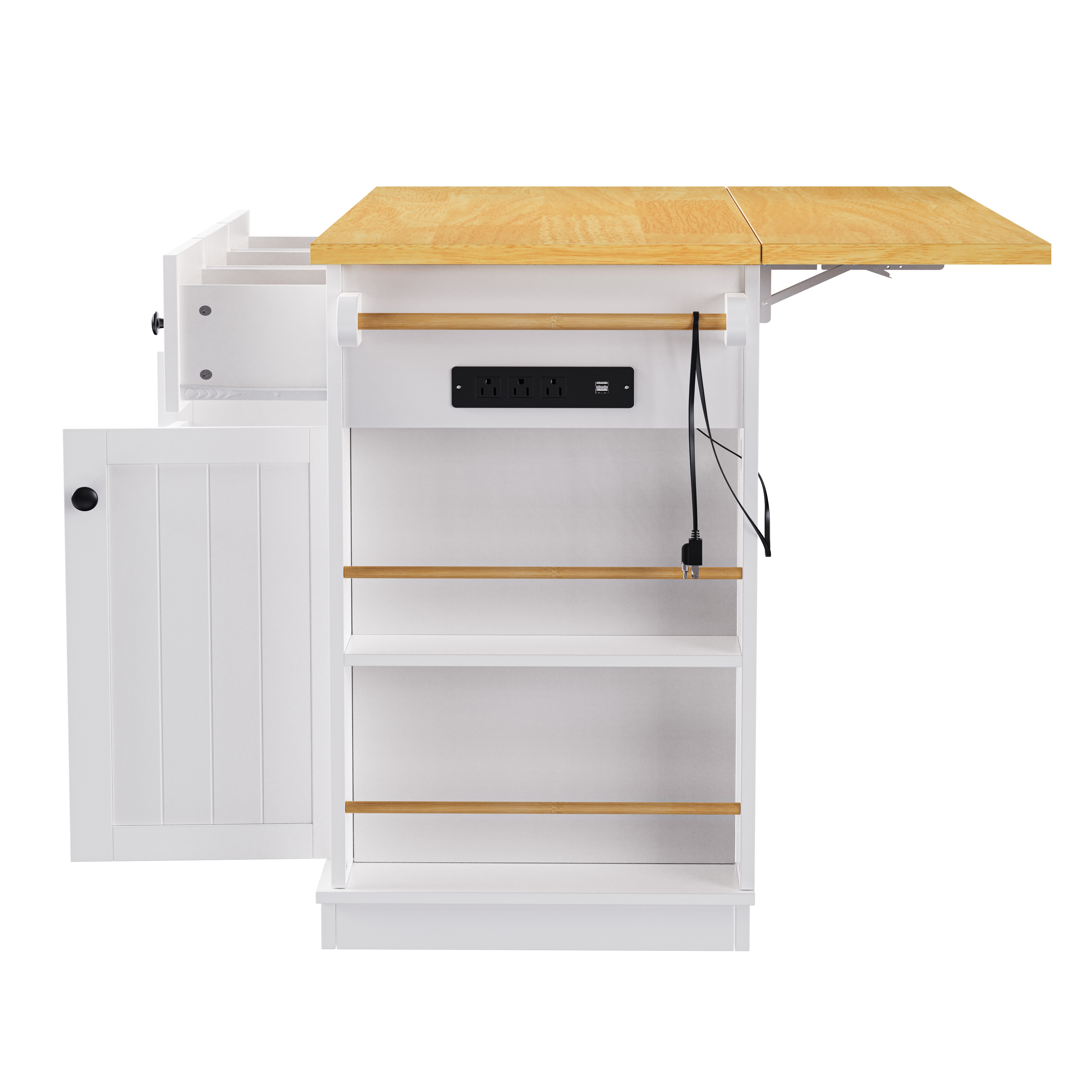 K&K 53inch Large Kitchen Island with Drop Leaf
