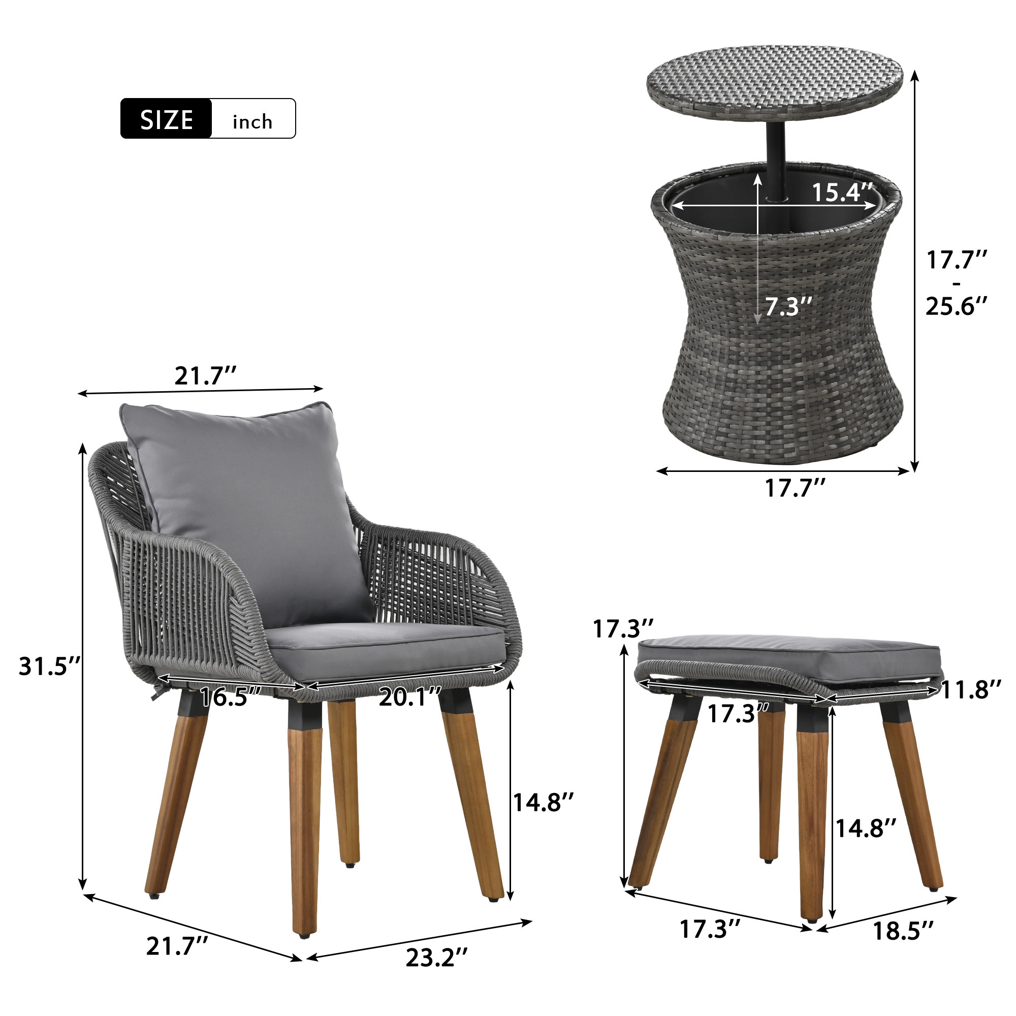 K&K 5 Pieces Patio Furniture Chair Sets Black&Beige