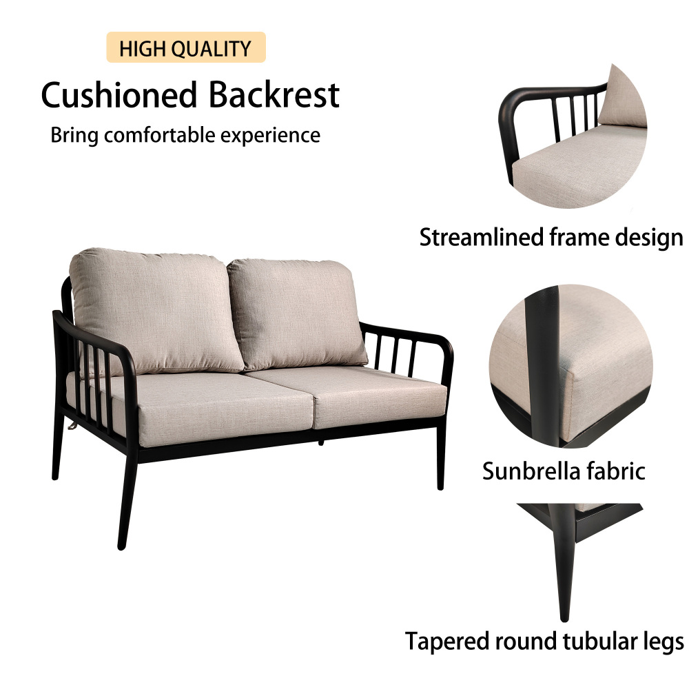 5PC Modern Chat Sofa Conversation Set Ember Black