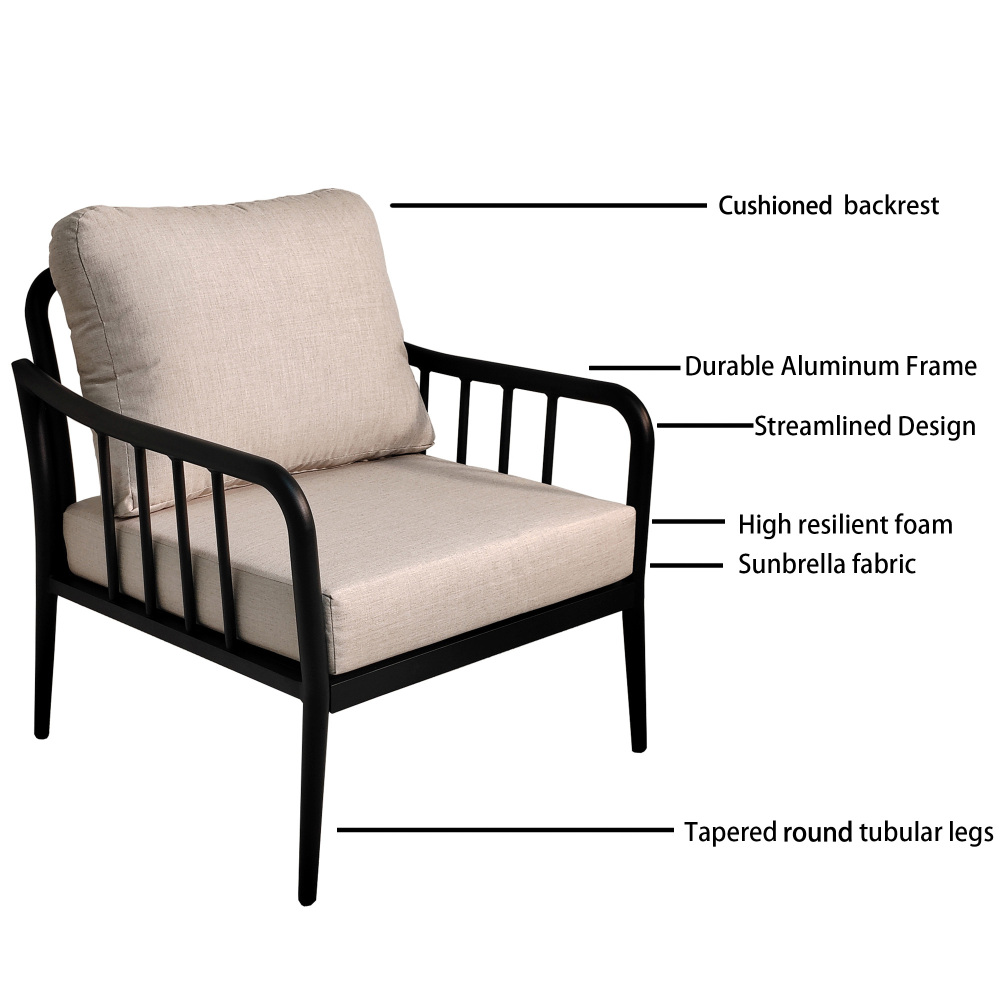 5PC Modern Chat Sofa Conversation Set Ember Black