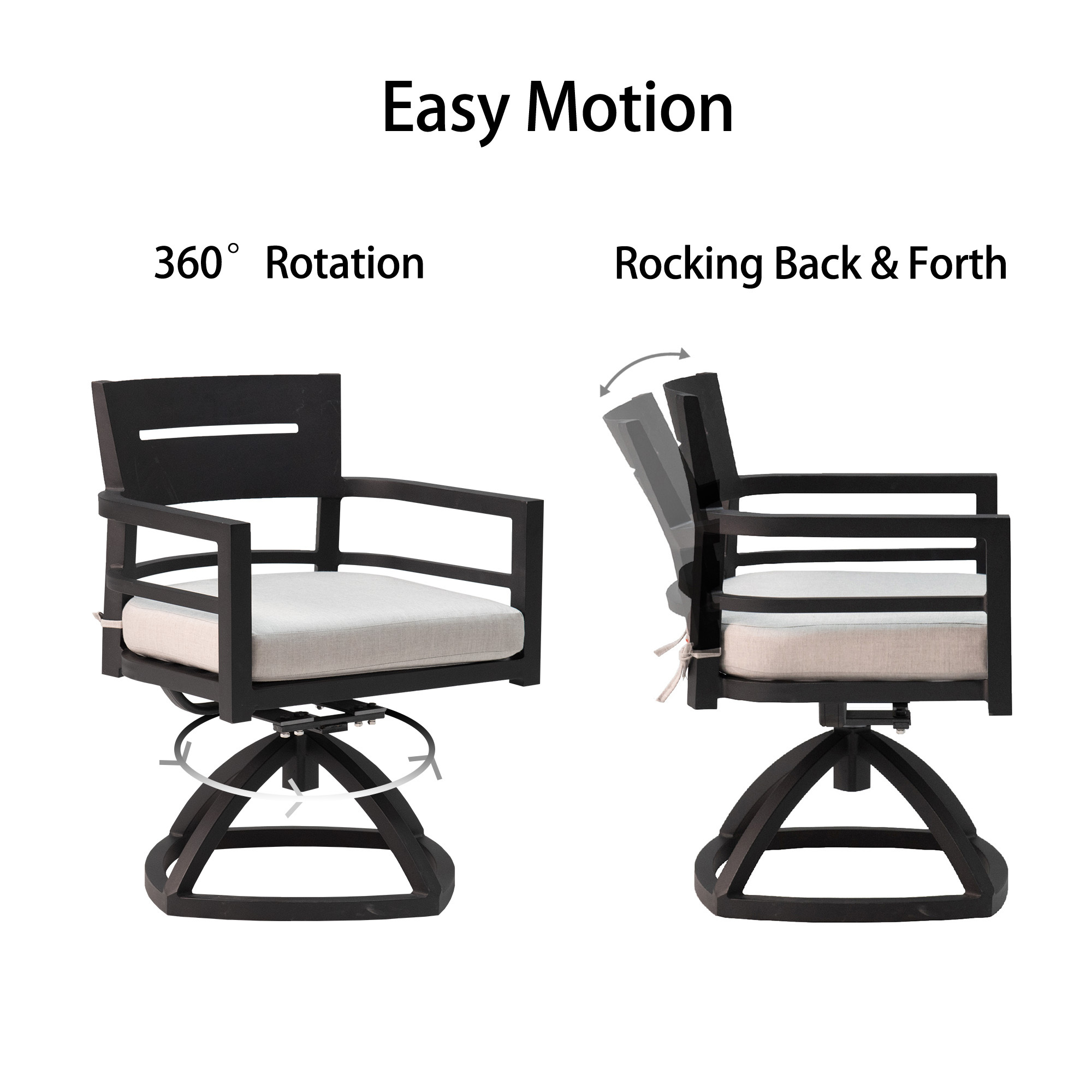 2PCS Aluminum Stationary Dining Chairs