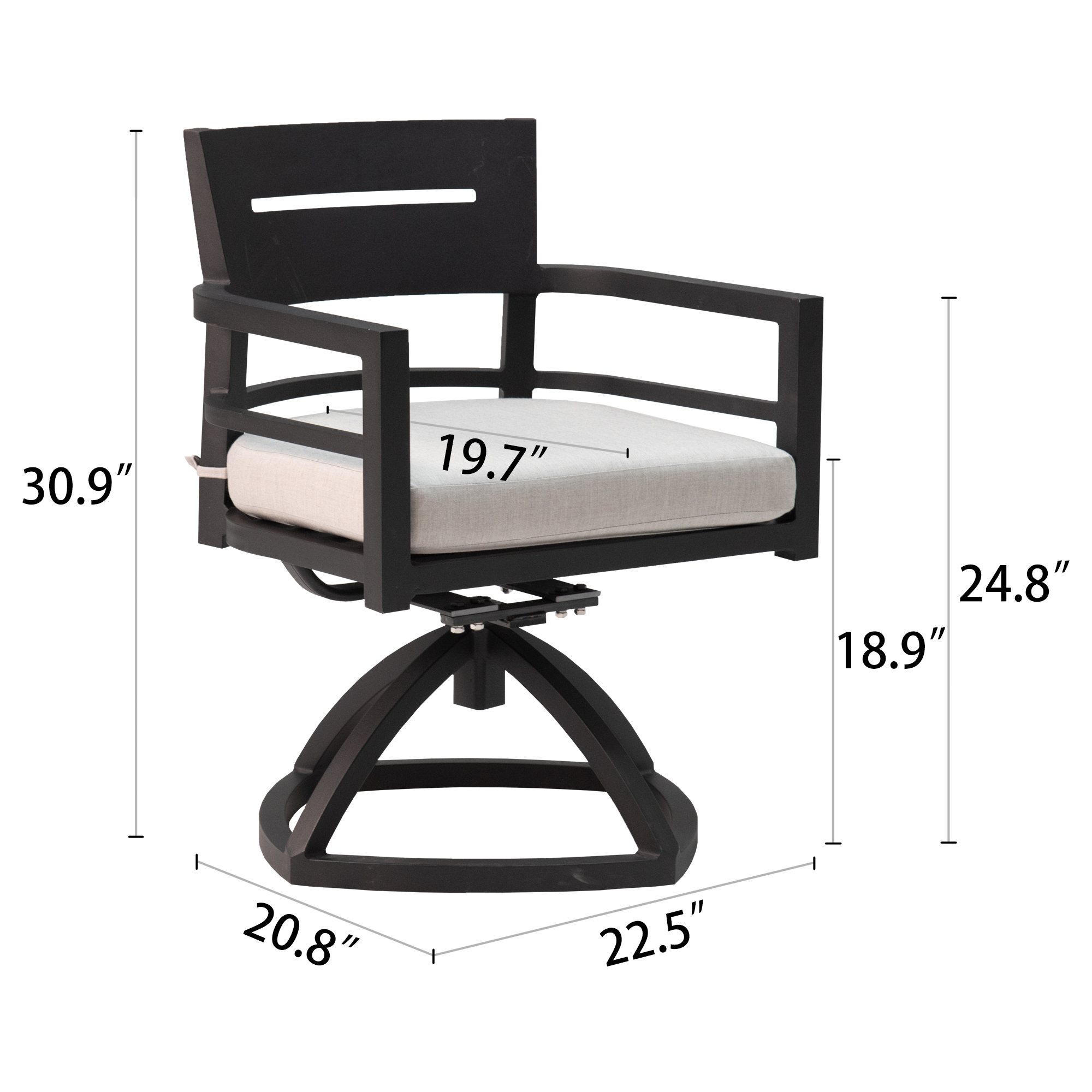 2PCS Aluminum Stationary Dining Chairs