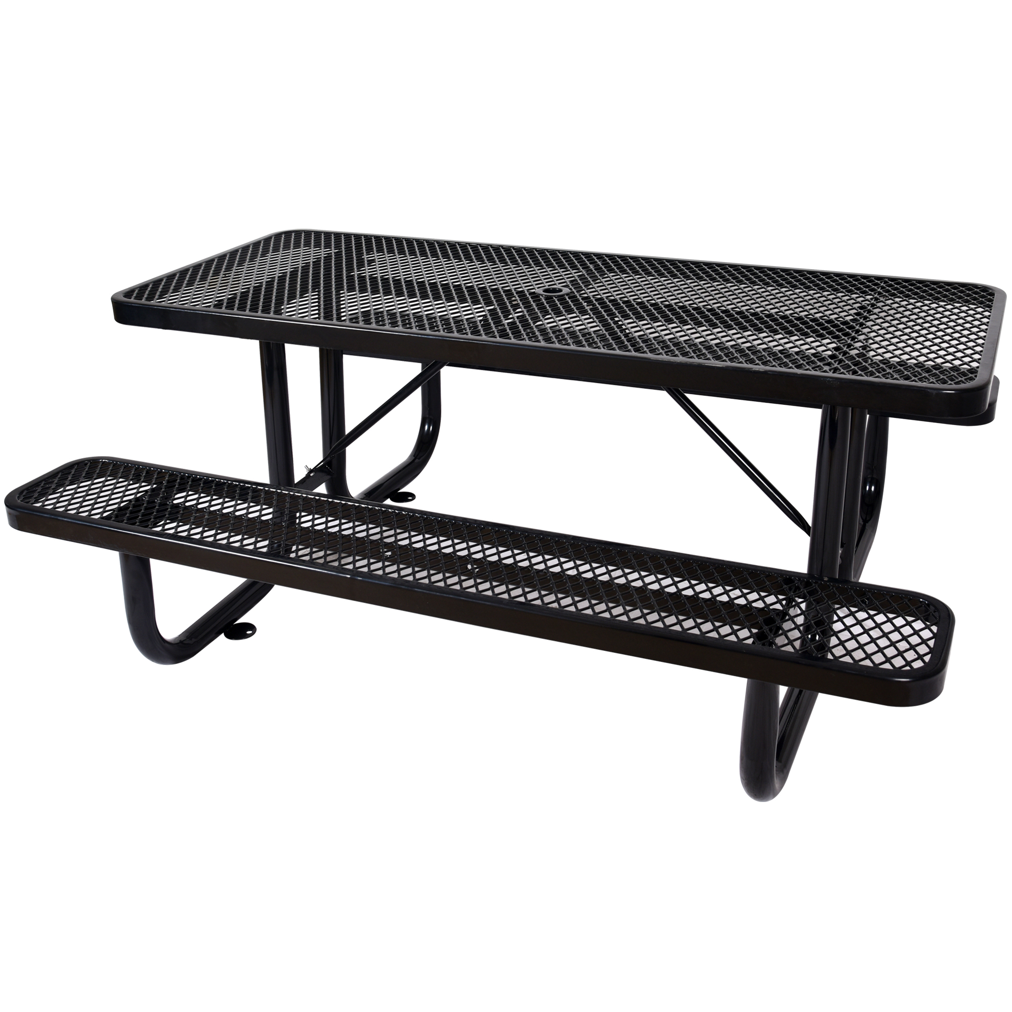 6 ft. Rectangular Outdoor Steel Picnic Table Black