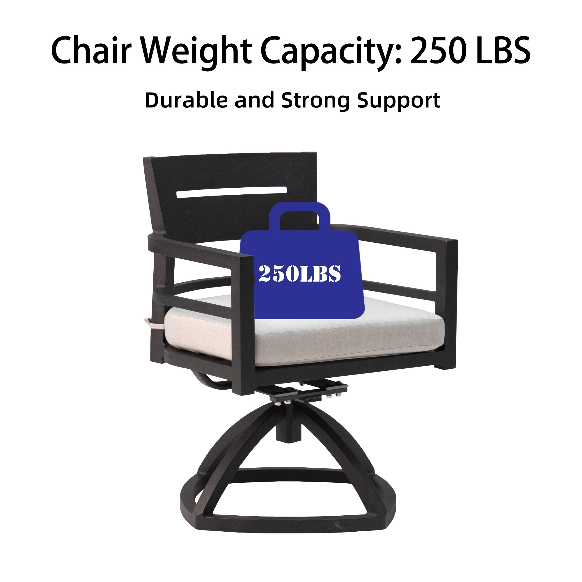 2PCS Aluminum Stationary Dining Chairs
