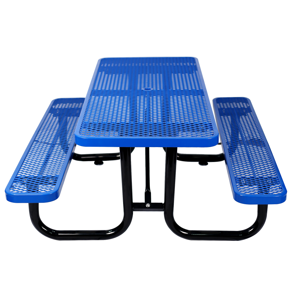 6 ft. Rectangular Outdoor Steel Picnic Table Blue