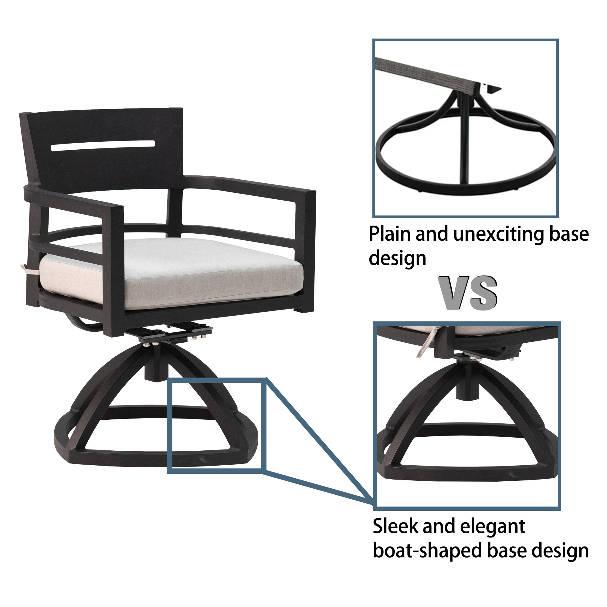 2PCS Aluminum Stationary Dining Chairs