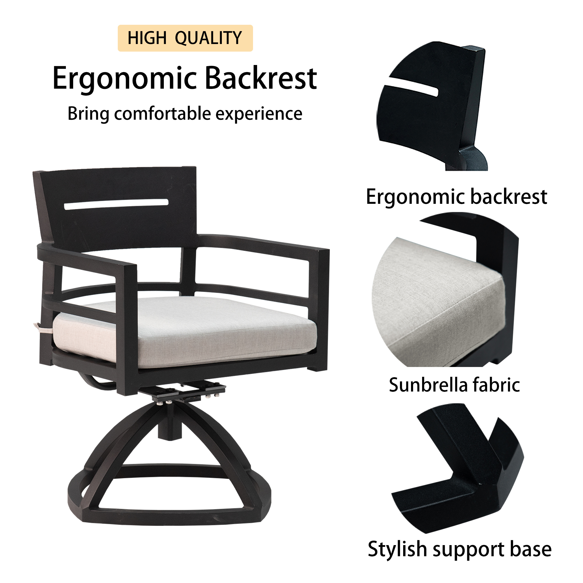 2PCS Aluminum Stationary Dining Chairs