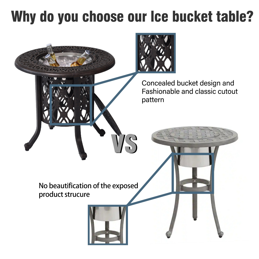 Food Grade 304 Stainless Steel Ice Bucket/Pail Table Set