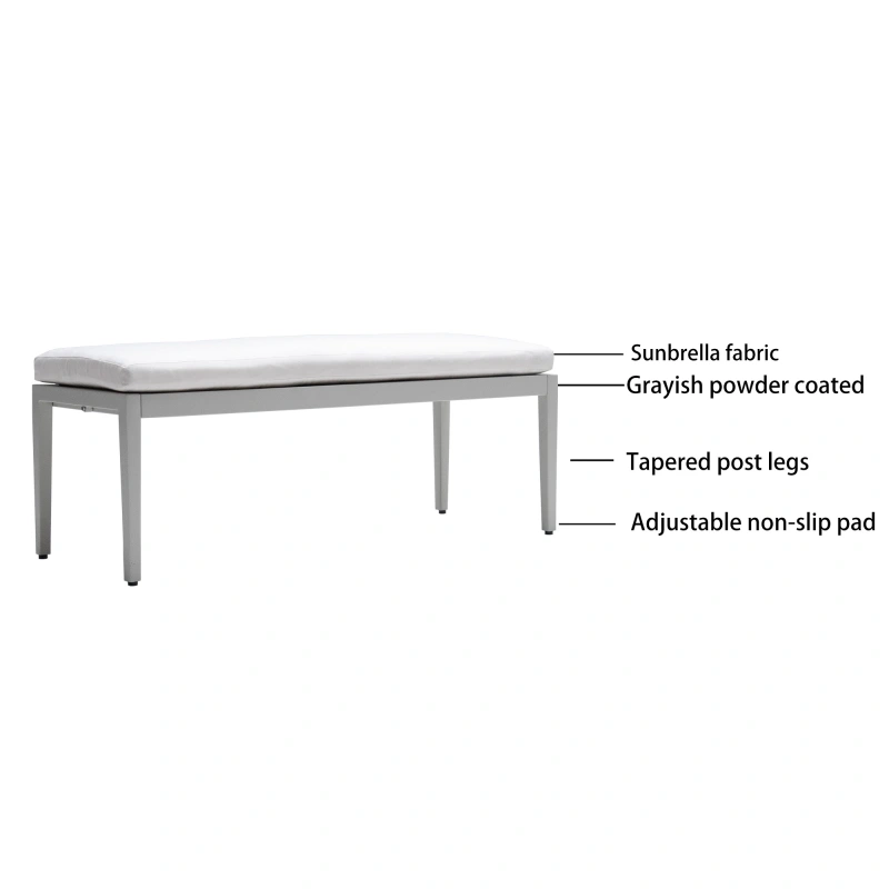 Outdoor Patio Aluminum Stationary Bench