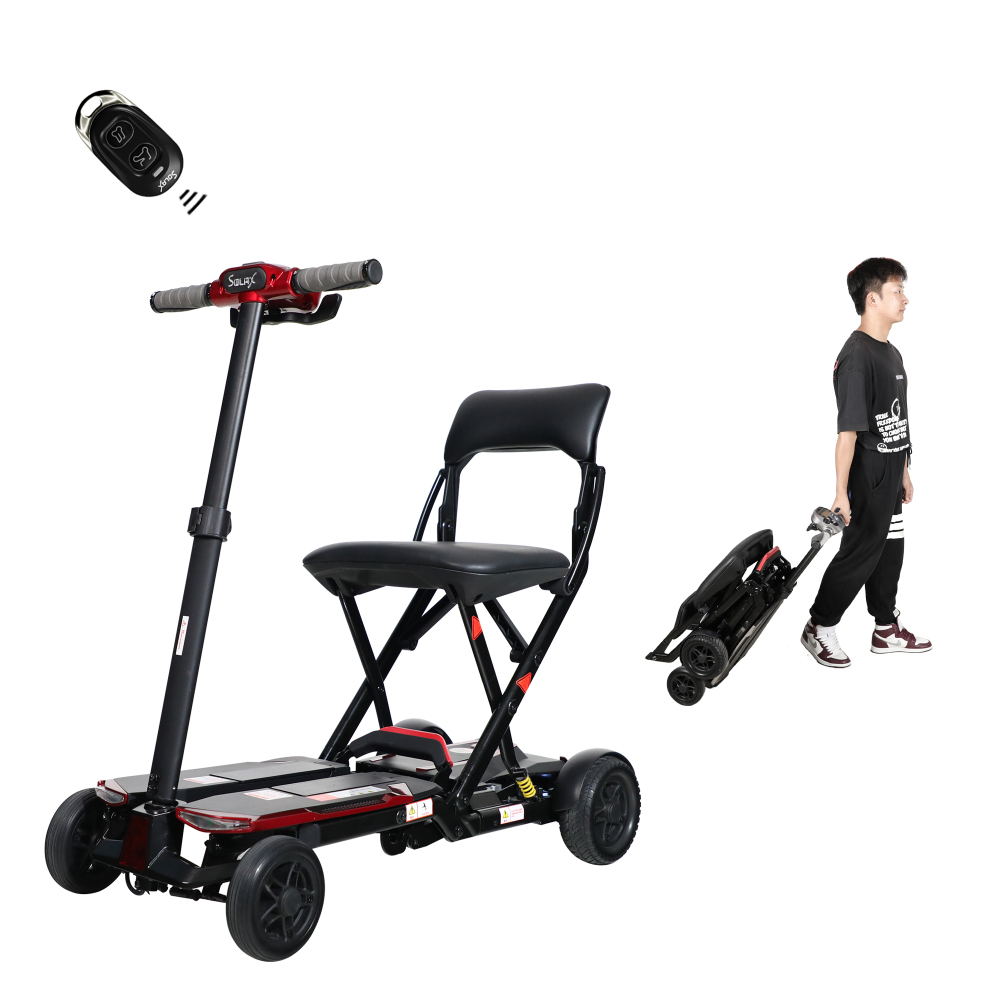 Electric Folding Mobility Scooter Red Aliminium Alloy