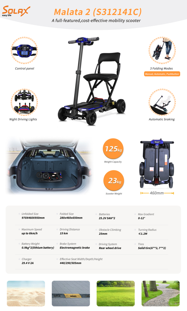 Electric Folding Mobility Scooter Blue Aliminium Alloy