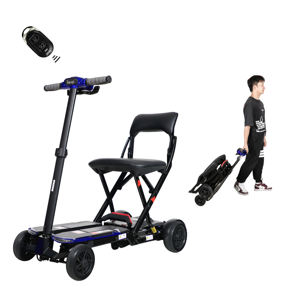 Electric Folding Mobility Scooter Blue Aliminium Alloy