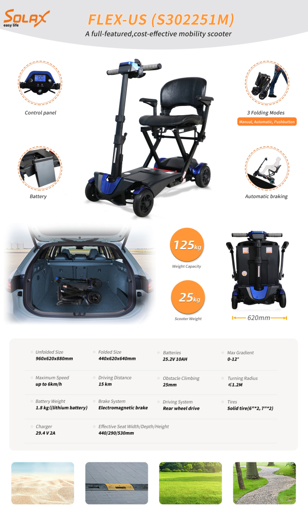 Electric Folding Mobility Scooter Blue