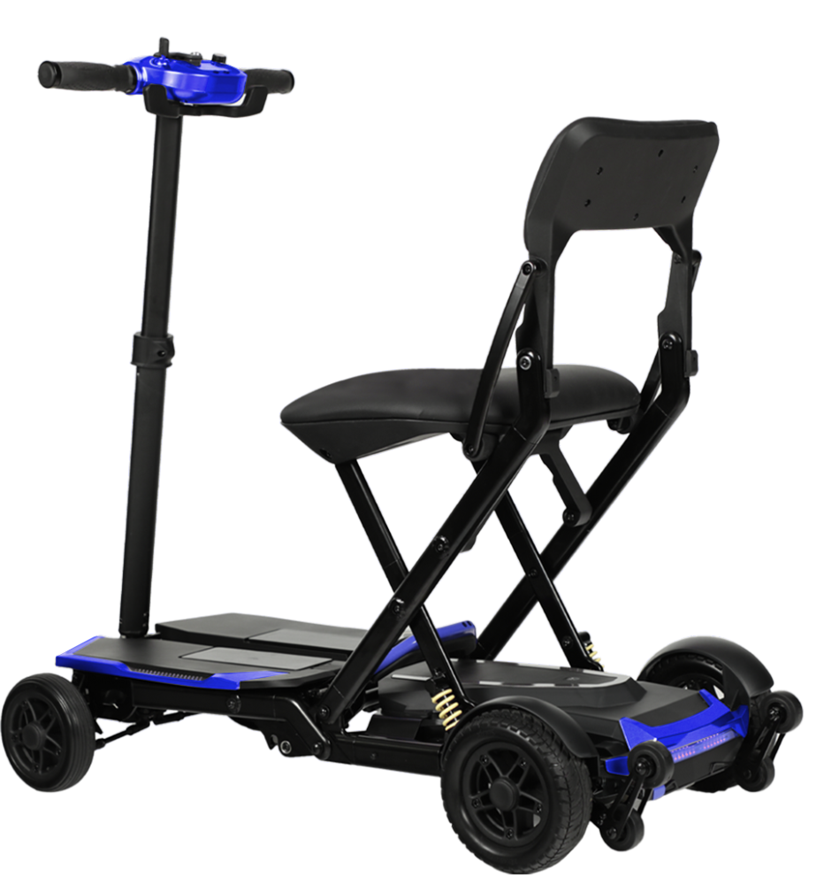 Electric Folding Mobility Scooter Blue Aliminium Alloy