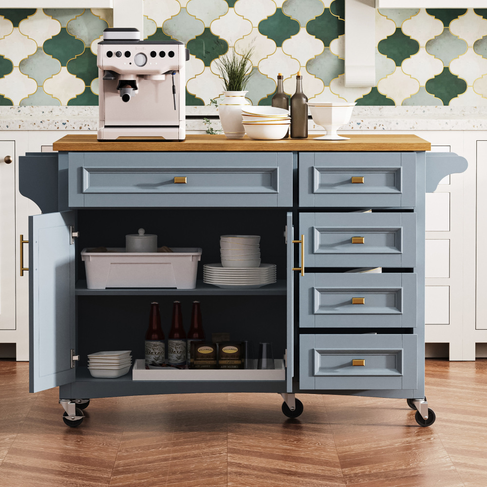 Blue Grey  52'' Kitchen Island with Drop Leaf