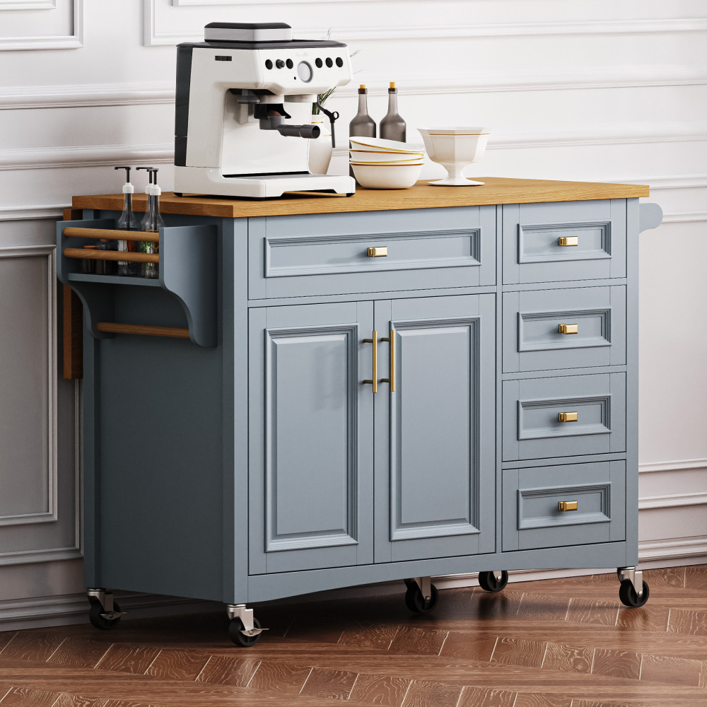 Blue Grey  52'' Kitchen Island with Drop Leaf