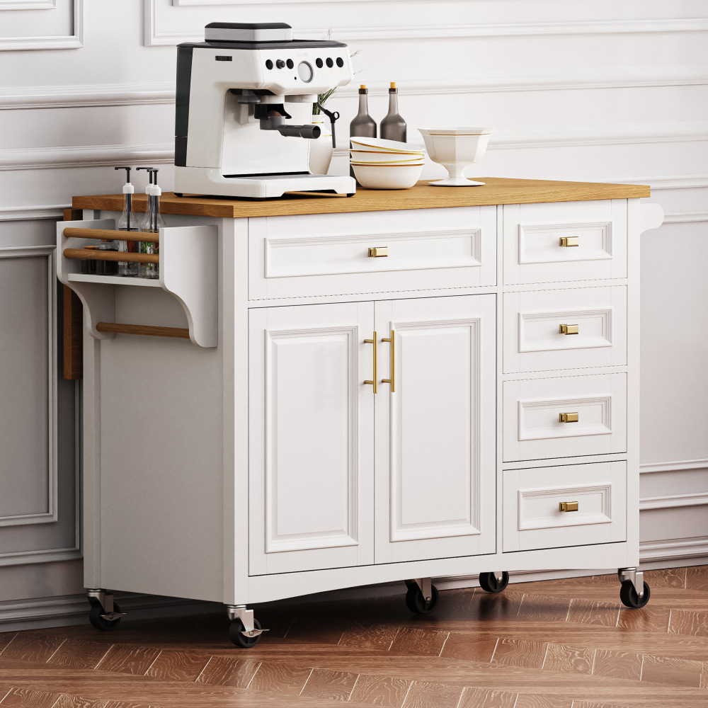White 52'' Kitchen Island with Drop Leaf