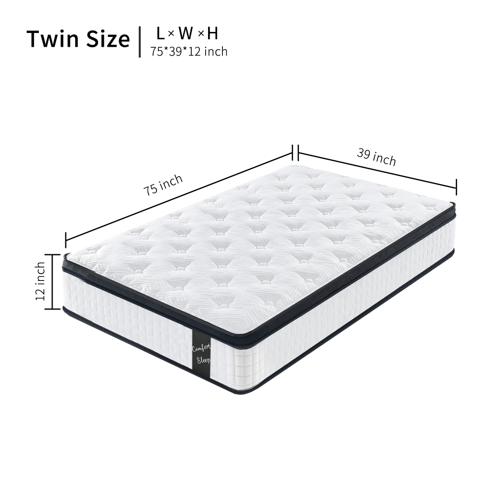 Twin Size 12 Inch Individual Pocket Spring Hybrid Mattress