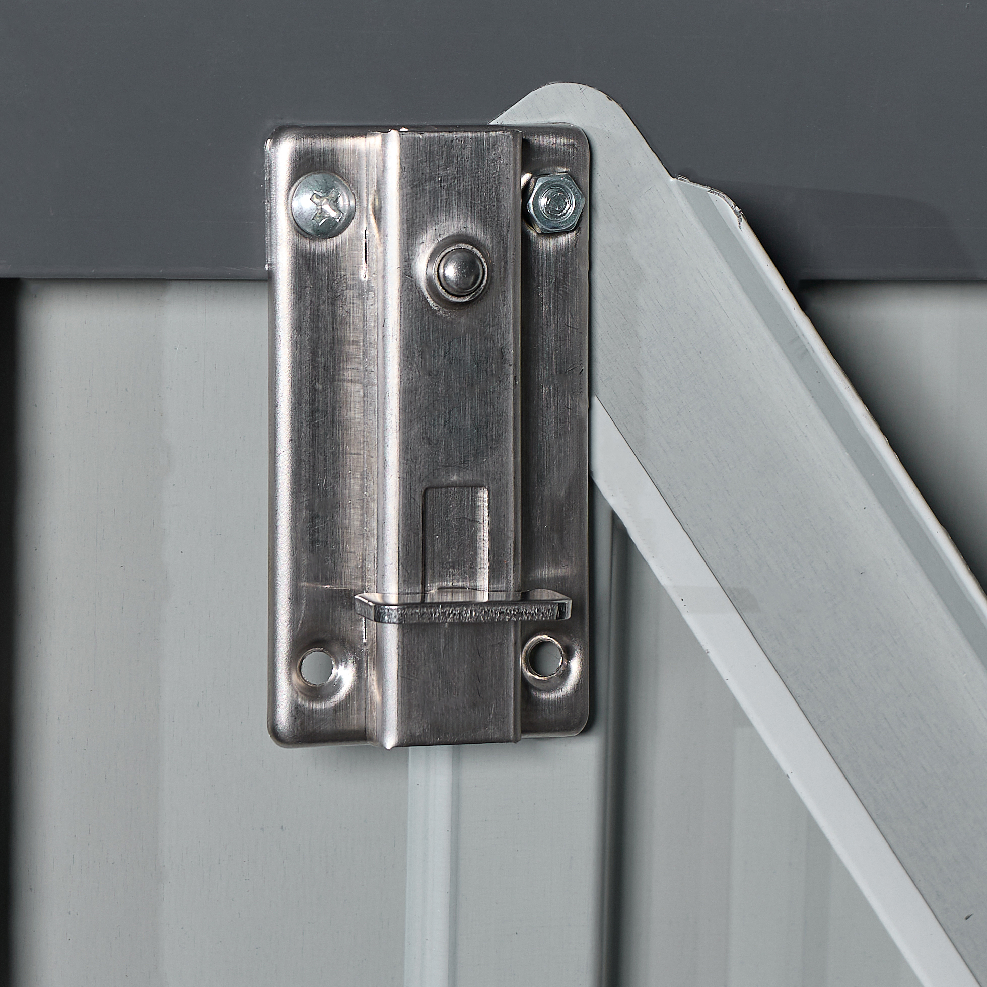 8FT x 10FT & Outdoor Storage Clearance, Metal Anti-Corrosion Utility Tool House with Lockable Door & Shutter Vents Grey