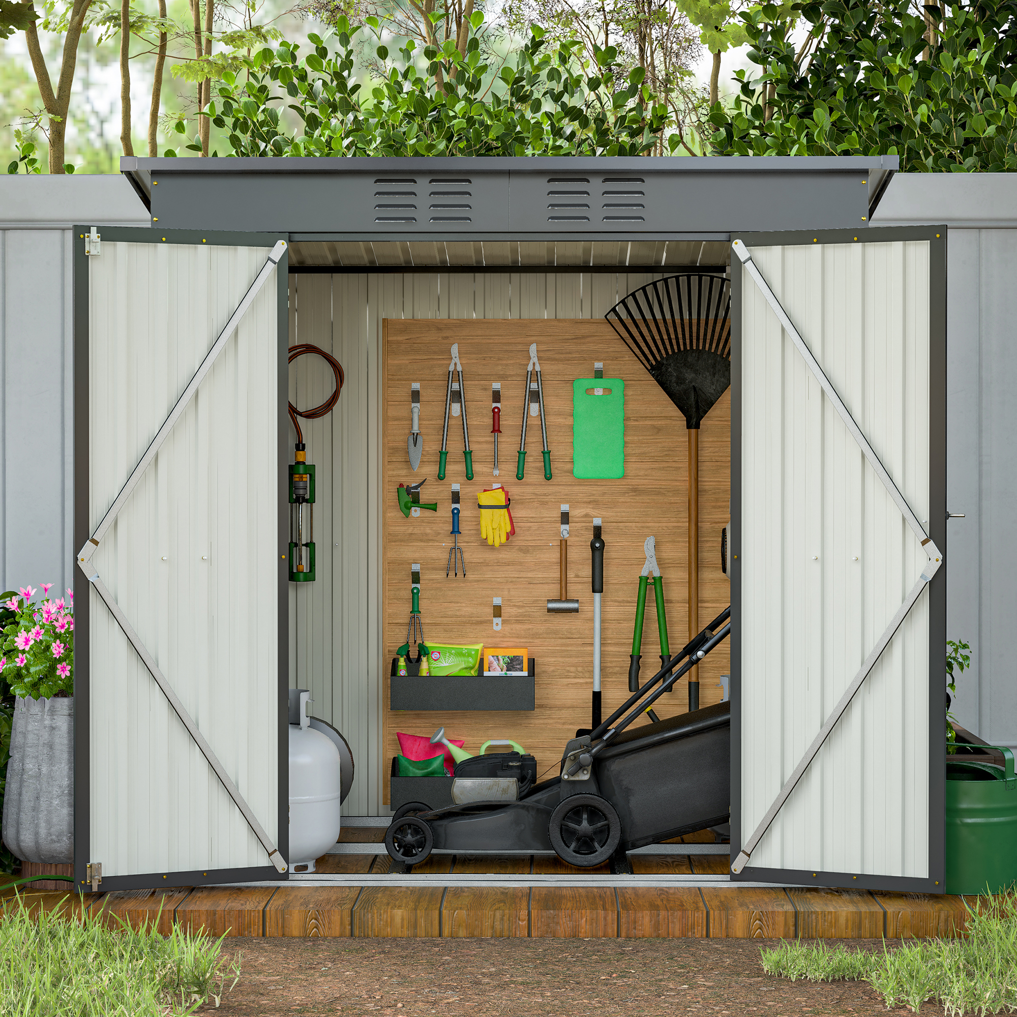 6 x 4 ft Outdoor Storage Shed, All Weather Tool Shed for Garden Black