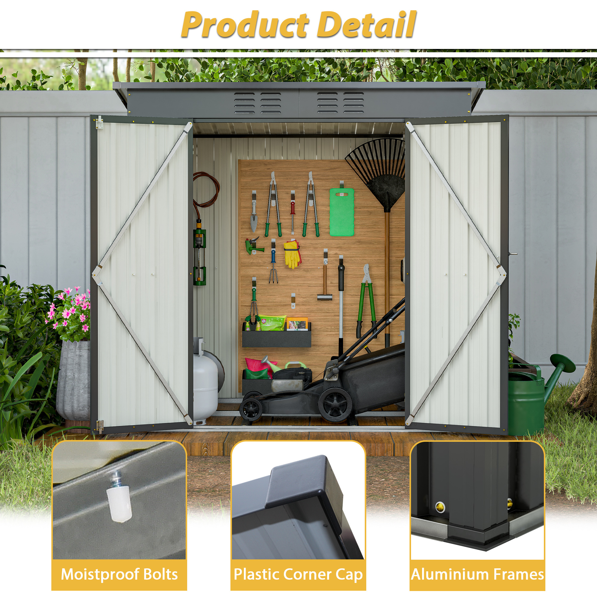 6 x 4 ft Outdoor Storage Shed, All Weather Tool Shed for Garden Black
