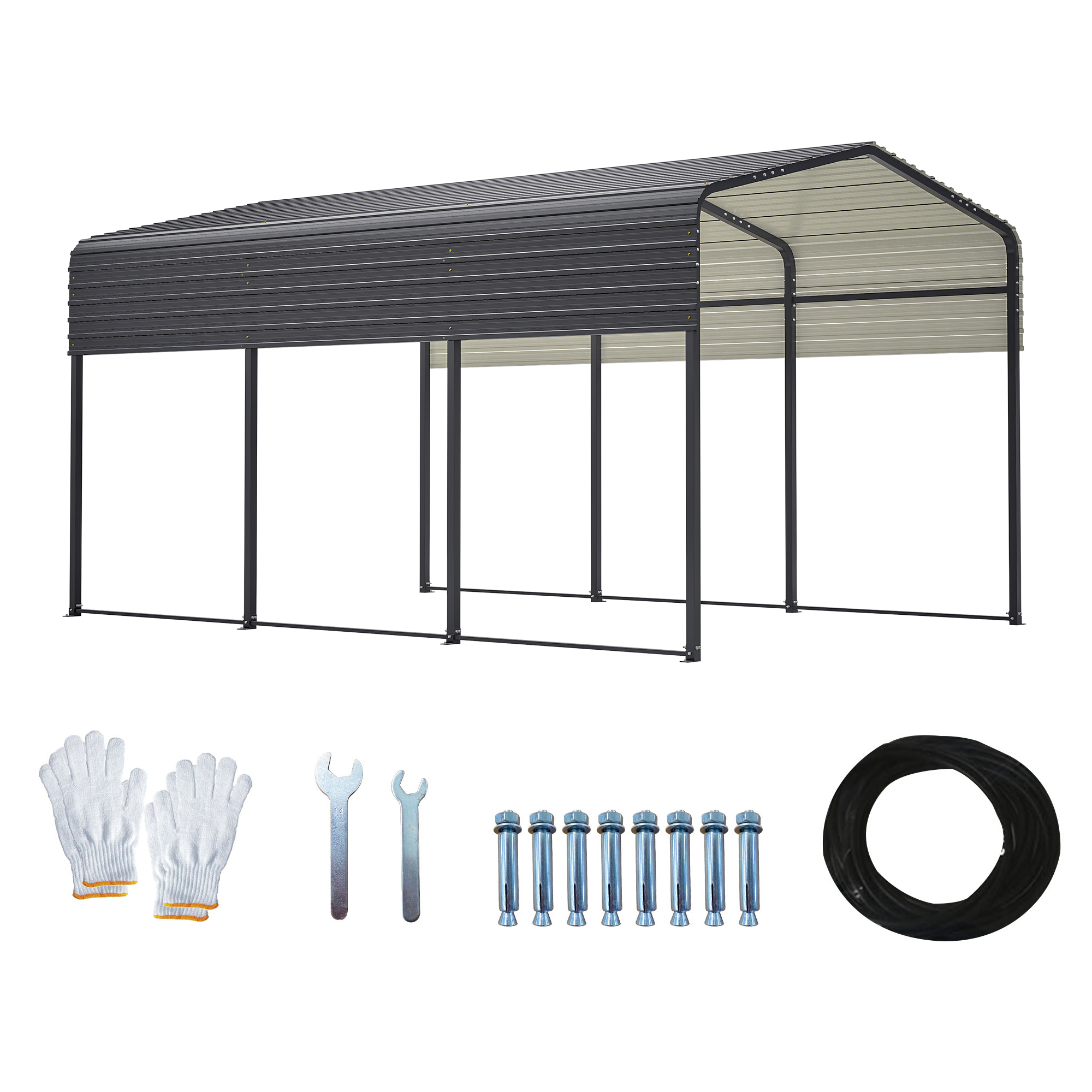 10x15 Metal Carport Carports with Enhanced Base Heavy Duty Garage Outdoor Galvanized Car Shelter for Car