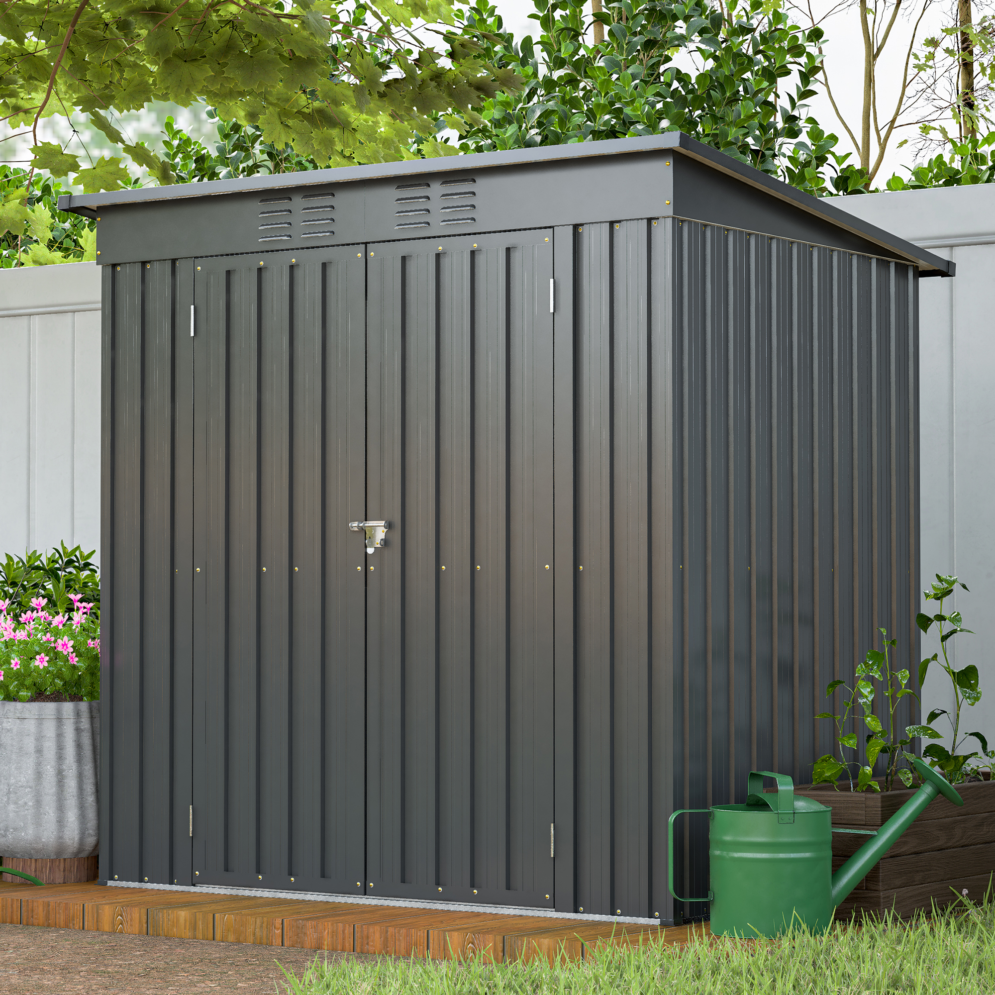 6 x 4 ft Outdoor Storage Shed, All Weather Tool Shed for Garden Black