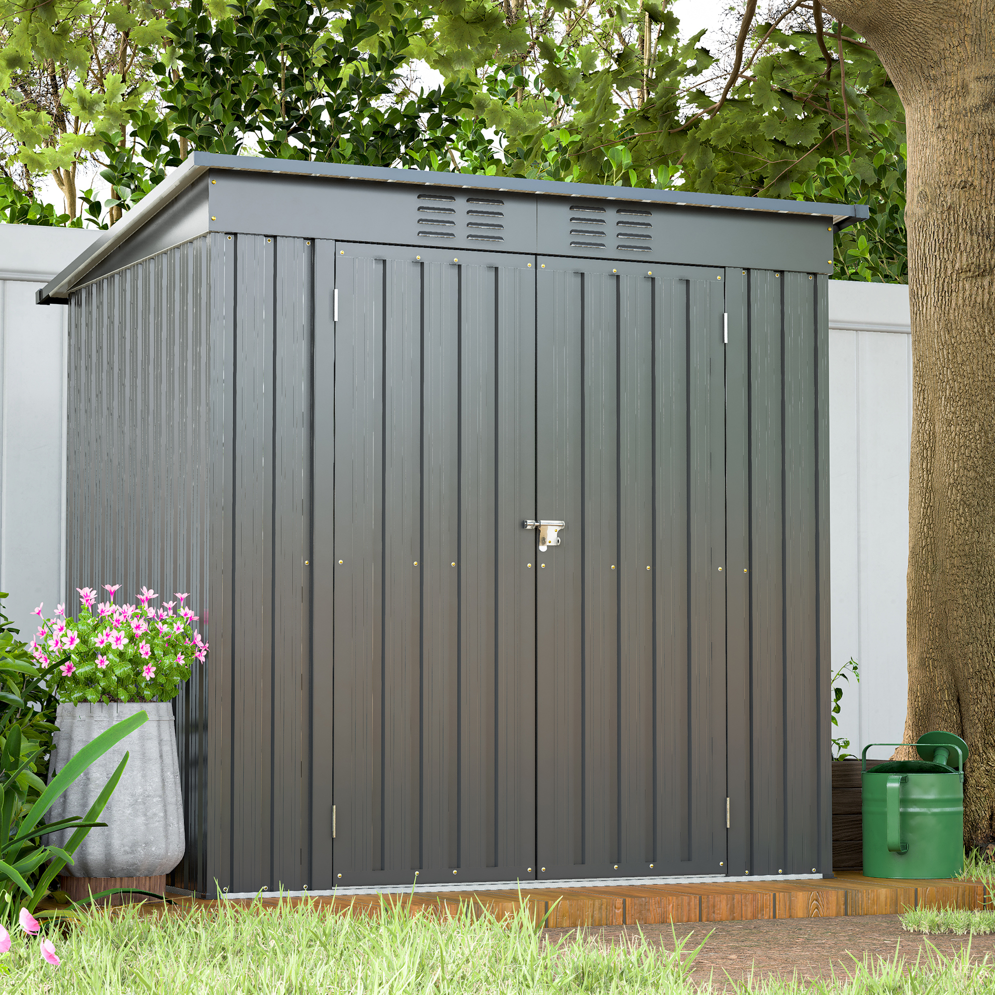 6 x 4 ft Outdoor Storage Shed, All Weather Tool Shed for Garden Black
