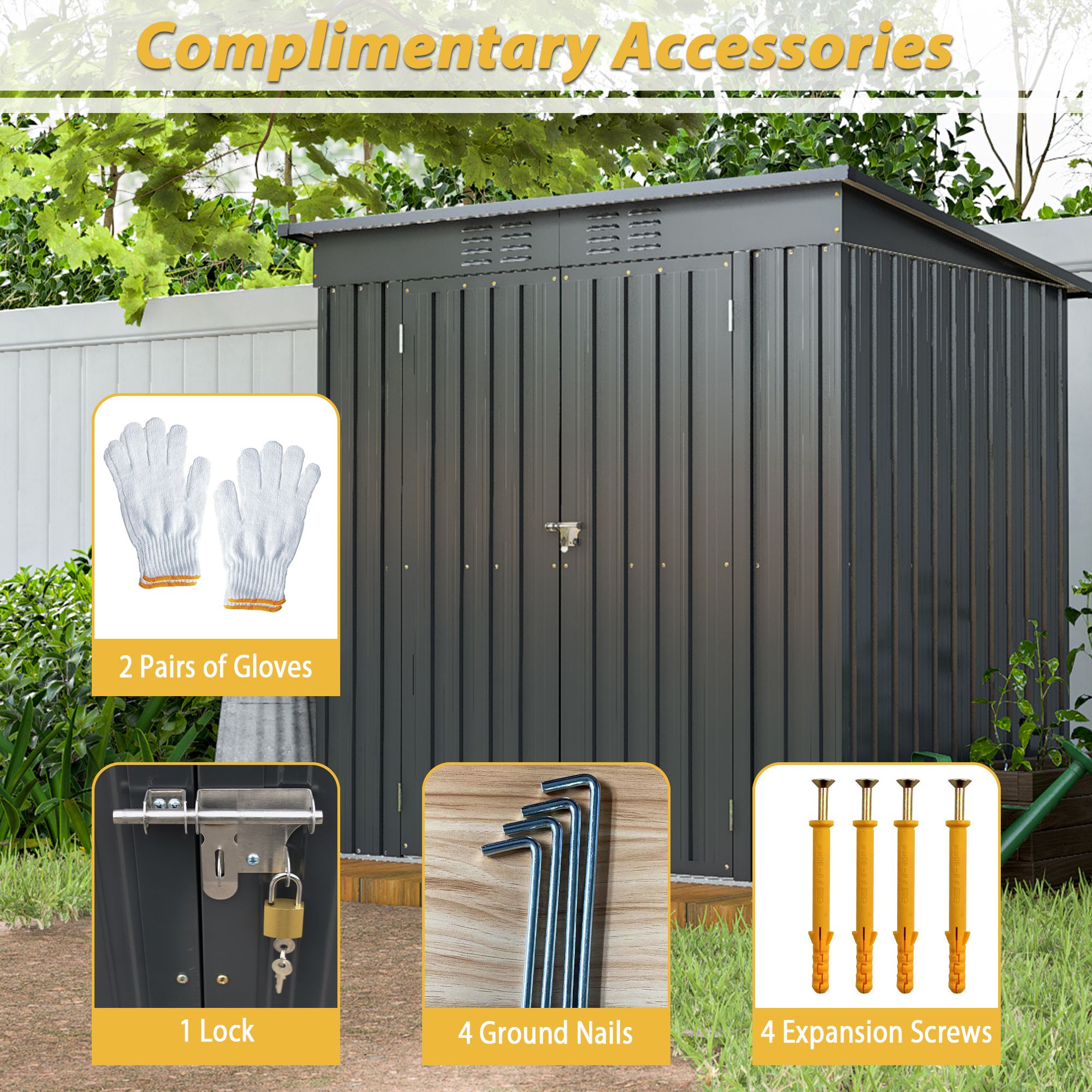 6 x 4 ft Outdoor Storage Shed, All Weather Tool Shed for Garden Black