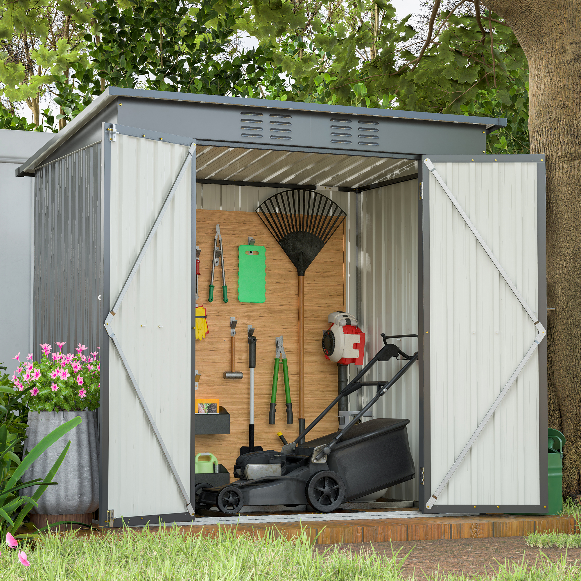 6 x 4 ft Outdoor Storage Shed, All Weather Tool Shed for Garden Black