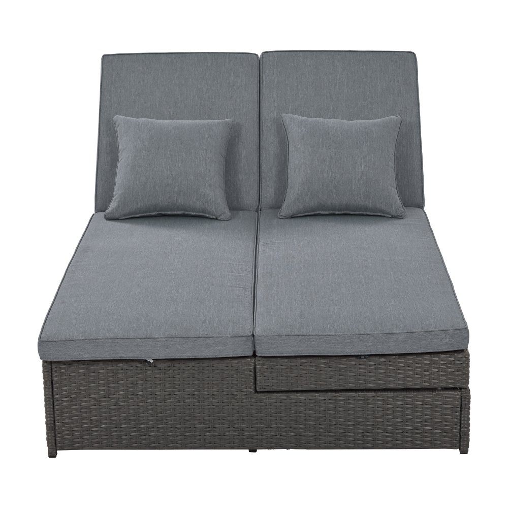 Outdoor Double Sunbed Gray